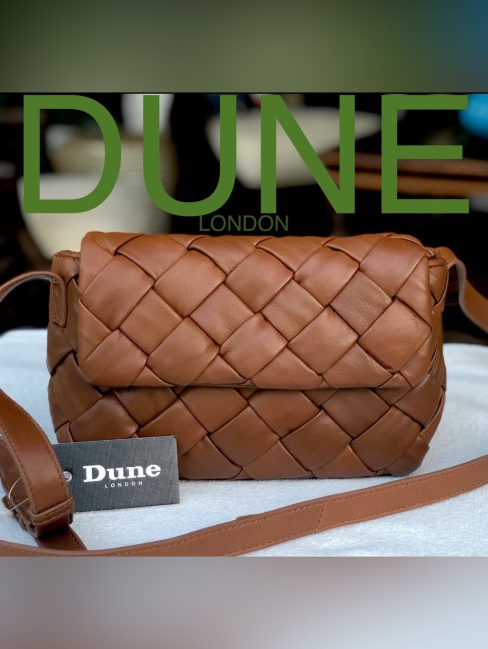 DUNE LONDON  woven LEATHER crossbody brown